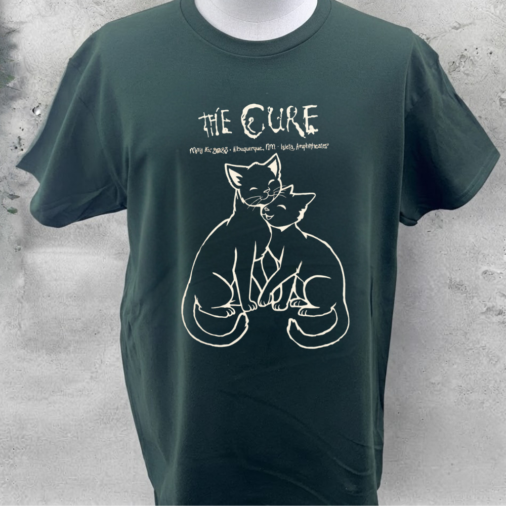 The Cure Albuquerque NM 2026 Cats Tour Vintage Dark Green T-Shirt